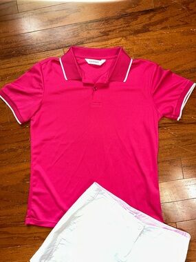 Hot Pink Polo with White Trim
